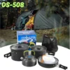 sg-11134201-7rcdi-lspsj6np20dibe.webp 4 5 Persons Outdoor Camping Cooking Set Portable Kettle Pot Frying Pan Travel Tableware Set Memasak Khemah