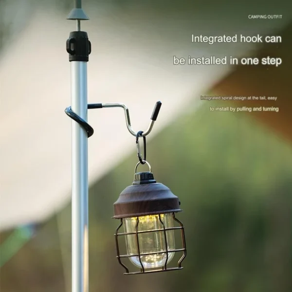 Camping Outdoor Lantern Lamp Hook Hanger Stainless Steel Pole Hook