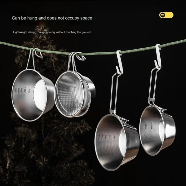 Stainless Steel Camping Bowl Cookware Sierra Cup With Foldable Handle For Camping Picnic Hiking And Outdoor Cooking