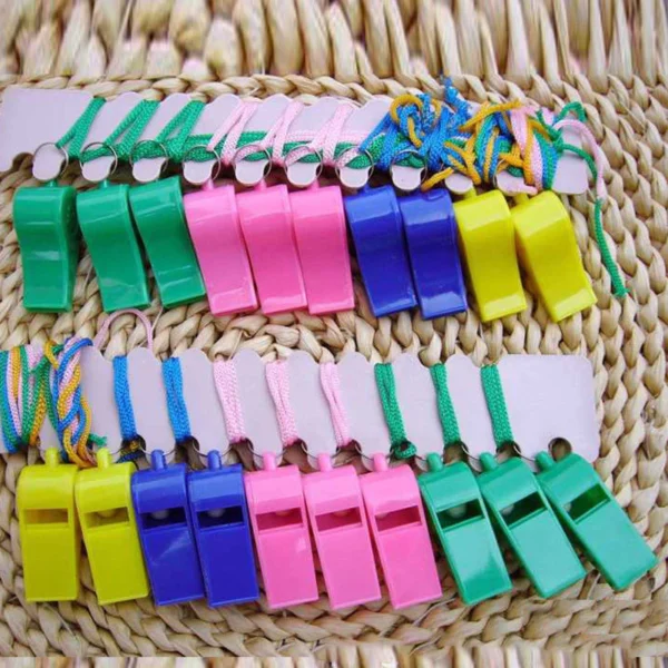 Plastic Whistle With Hanging Rope Camping Hiking Sports Whistle Wisel Plastik Sukan Dengan Tali