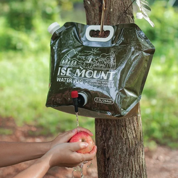 sg-11134201-8227a-mhj8d8tdescm7b.webp ISE MOUNT Beg Air Lipat 7 5L Dengan Paip Portable Water Storage Bag Camping Hiking Outdoor Water Jug