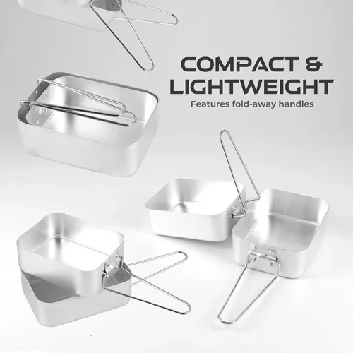 2 Pcs Camping Portable Aluminium Messtin Mess Tin Cookware Set Memasak Outdoor Cooking Kit Masak