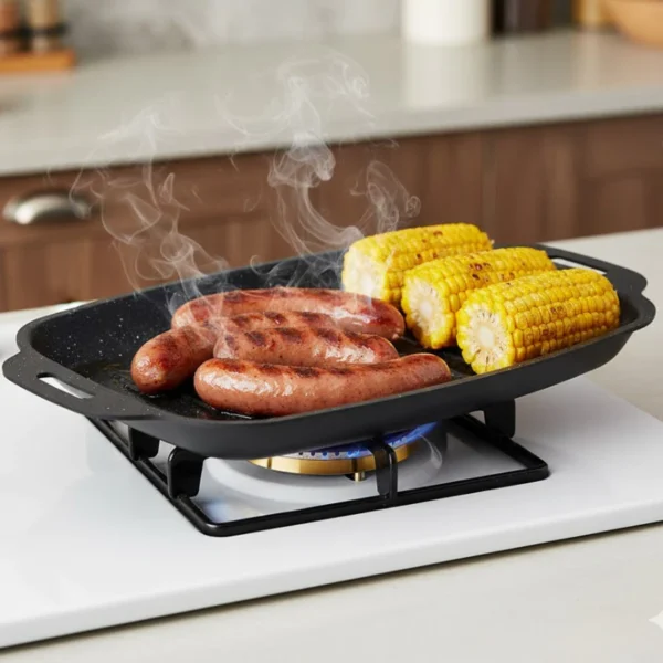 Non Stick Fish Grill Pan Smokeless Cookware Wok BBQ Outdoor Camping Griddle Kuali Pemanggang