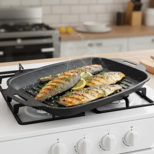 sg-11134201-82592-mfvyt087a6tq6e.webp Non Stick Fish Grill Pan Smokeless Cookware Wok BBQ Outdoor Camping Griddle Kuali Pemanggang