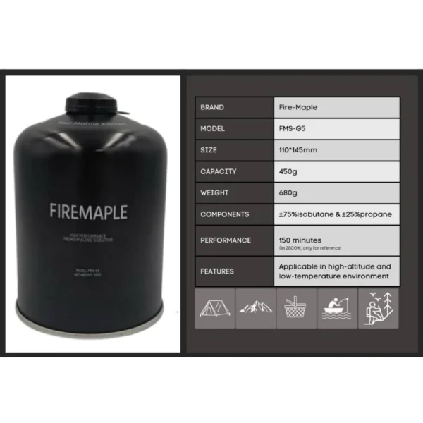 sg-11134201-8262x-mjzrmdrcm96t62.webp FIREMAPLE Black Premium Butane ISO Butane Gas 110g 450g