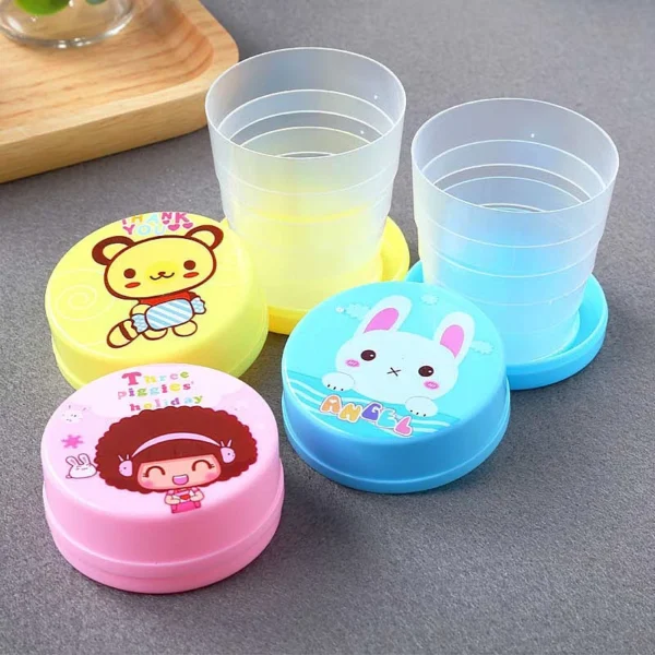 Mini Foldable Cute Cartoon Cup Collapsible Travel Portable Home Outdoor Camping Kids Children Water Drinking Bottle Mugs