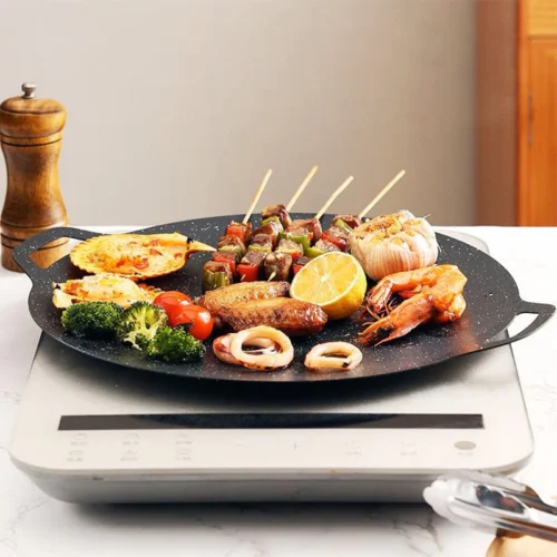 sg-11134202-7rd45-lu1w0h3b2ycn39.webp Korean Non Stick Grill Pan Outdoor Picnic Camping BBQ Frying Pans Gas Stove Barbeque Grilling Plate Pancake Cookware
