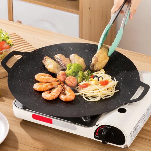 Korean Non Stick Grill Pan Outdoor Picnic Camping BBQ Frying Pans Gas Stove Barbeque Grilling Plate Pancake Cookware